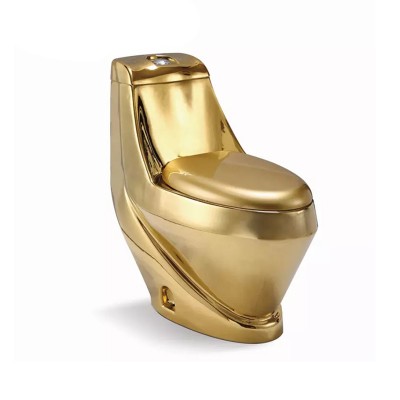 Chaozhou factory golden high quality bathroom wc one piece washdown ceramic gold plated toilet bowl