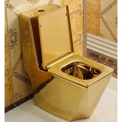 Chaozhou sanitary ware luxury golden color dubai one piece back to wall gold wc toilet