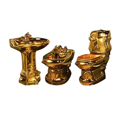 Classic decorative ceramic bathroom three sets toilet basin bidet combination