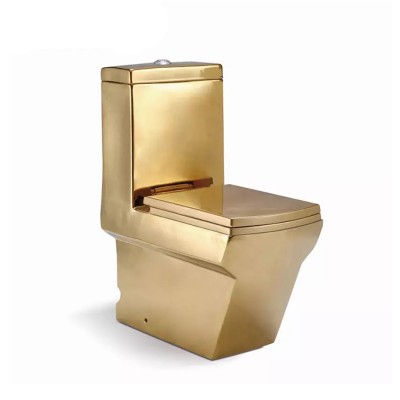 Bathroom golden sanitary wares one piece gold ceramic toilet wc water closet gold toilet